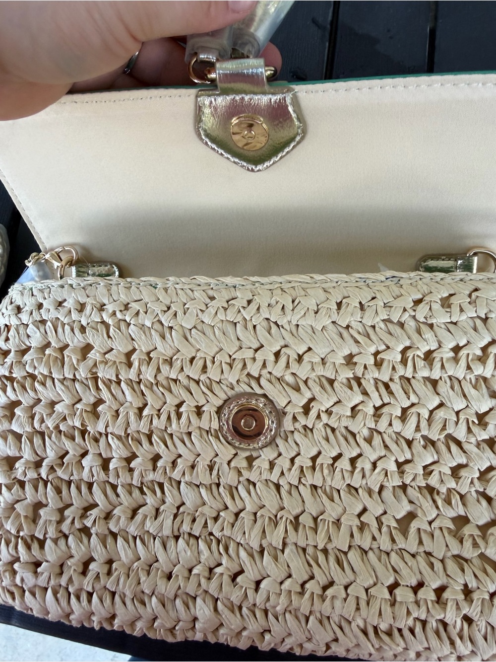 Lilly Pulitzer- Straw Crossbody/Clutch Purse- In A Flutter- Botanical Green New - Picture 4 of 4